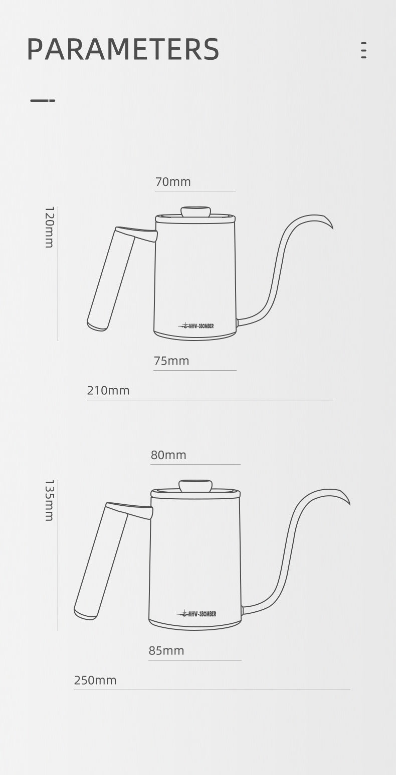 MHW-3Bomber Planet Hand Brewing Kettle 600ml Matte Black
